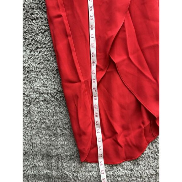 Amanda Uprichard Martinique Dress Red Midi Tulip V Neck Ruffle Sleeve NWT Small - Picture 8 of 9